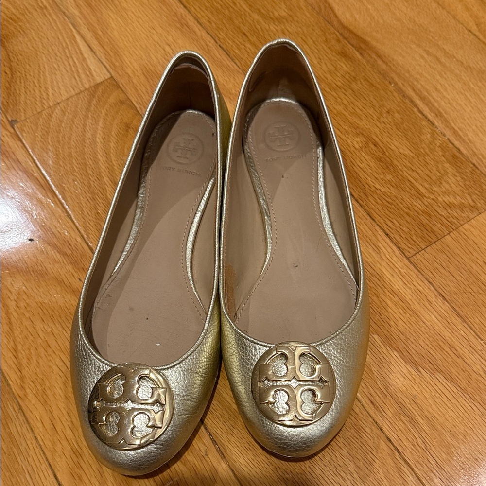 Tory Burch Metallic Gold Loafers
